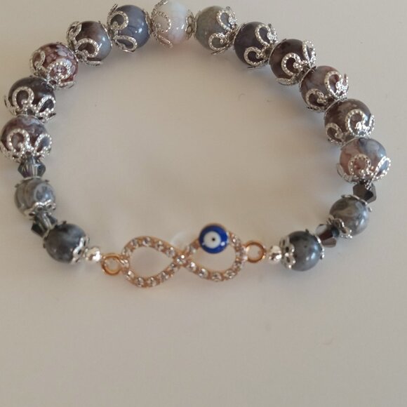 Stackable Evil Eye Bracelet with Large Infinity Charm - Picture 1 of 13